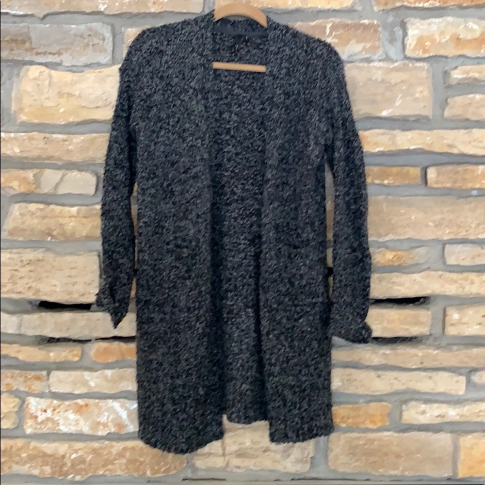 Gray and black duster cardigan